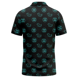 rubber duck & custom logo circle pattern polo shirt for men