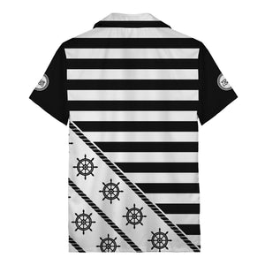 ship wheel and rope striped nautical maritime hawaiian shirt