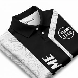 soccer balls diagonal stripes custom logo sporty polo shirt