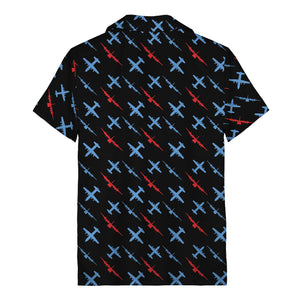 vintage airplane repeat pattern hawaiian shirt for aviation fans