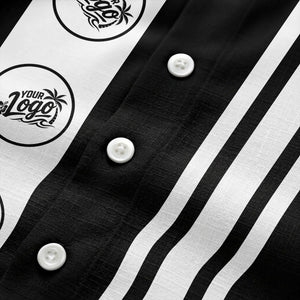 Vintage Black & White Bowling Circles Geometric Hawaiian Shirt For Men