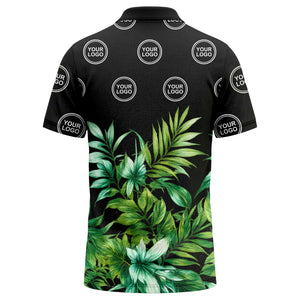 watercolor exotic ferns & logo circle polo shirt