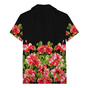watercolor hibiscus & leaf aloha hawaiian shirt for men