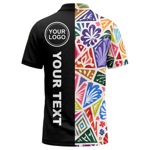 watercolor palm leaves swirls custom geometric all over print polo shirt