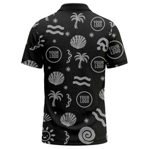watercolor palm trees seashells waves polo shirt for beach vacation