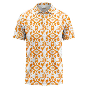 watercolor sunburst floral repeat pattern golf polo shirt