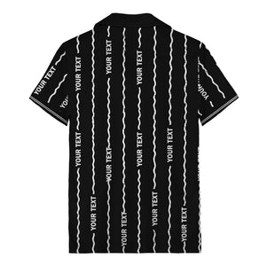 wavy line personalized hawaiian shirt with custom text & logo