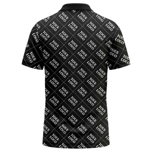 your logo diamond grid monochrome custom polo shirt for men