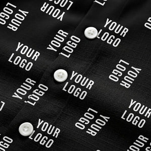 your logo repeat white on black modern graphic hawaiian shirt