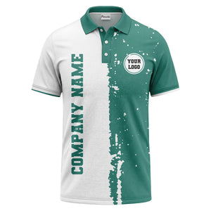 black white paint splatter custom logo corporate polo shirt