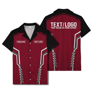 bowling team stripe name box hawaiian shirt for men