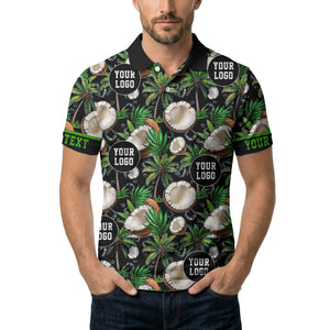 coconut palm trees ice cubes tropical black polo shirt for men