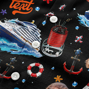 cruise ship faces & cocktail signs cartoon hawaiian shirt