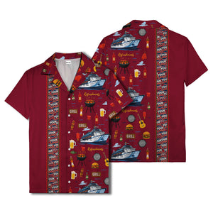 cruise ship grill & refreshments fun cartoon hawaiian shirt for men