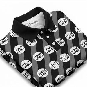 custom logo diagonal stripes repeat golf polo shirt for men