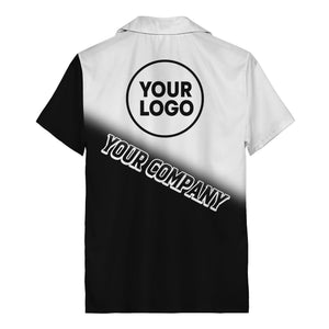 custom logo gradient black white corporate hawaiian shirt