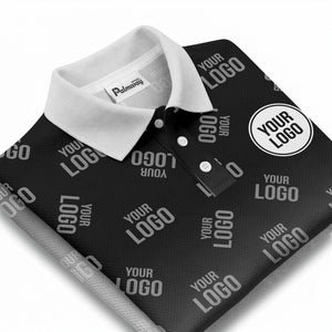 custom logo repeat gradient polo shirt for men in black & white