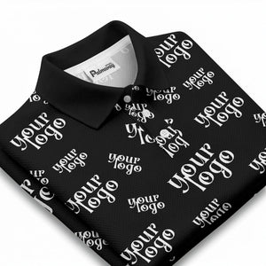 custom logo repeat typography minimalist polo shirt