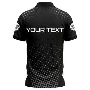 custom logo text overlay polka dot golf polo shirt