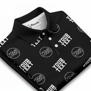 custom logo & text repeat pattern personalized polo shirt