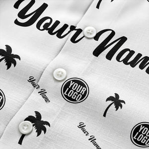 custom palm tree silhouette & name logo black white hawaiian shirt