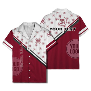 customizable diagonal stripe & logo repeating hawaiian shirt