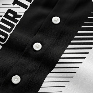 diagonal stripes & custom logo monochrome hawaiian shirt