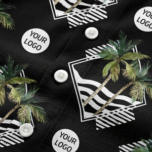 diamond waves & palm trees graphic hawaiian shirt for men