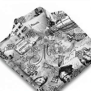 eiffel tower & airship sketched landmark polo shirt for men