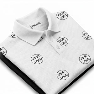 gradient black white custom logo repeat polo shirt