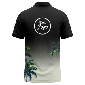 gradient fade palm trees silhouette polo shirt with custom text