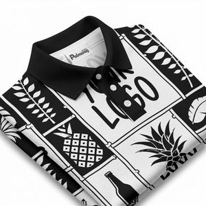 graphic pineapple & palm leaf repeat polo shirt for men