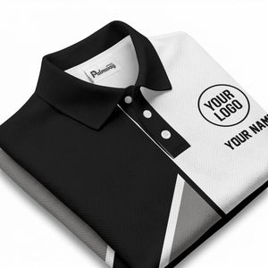 modern diagonal stripe custom logo men's golf polo shirt