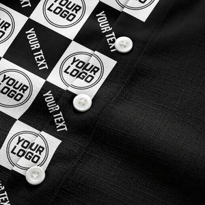 monochrome checkerboard custom logo repeat hawaiian shirt for men