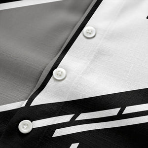 monochrome diagonal stripes & custom logo modern hawaiian shirt