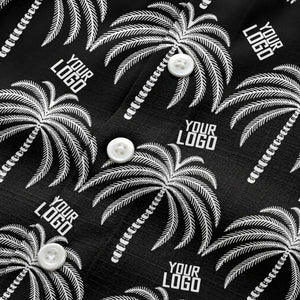 monochrome palm tree & custom logo repeat hawaiian shirt for men
