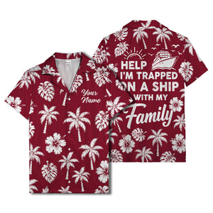 monochrome palm trees and hibiscus hawaiian shirt for men