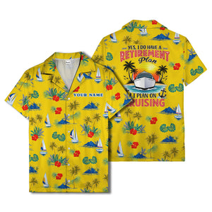 palm trees sailboats hibiscus island paradise hawaiian shirt