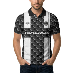 realistic golf balls black white vertical stripe polo shirt
