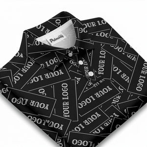 repeat your logo on black ground custom polo shirt
