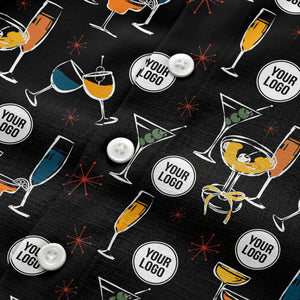 retro cocktail glasses & martini starburst hawaiian shirt