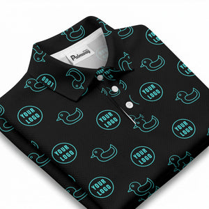 rubber duck & custom logo circle pattern polo shirt for men