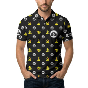 rubber duck repeat cartoon pattern custom logo black polo shirt for men