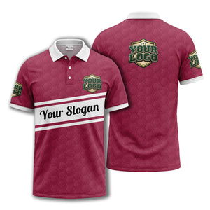 shield logo stars hexagon pattern polo shirt for men