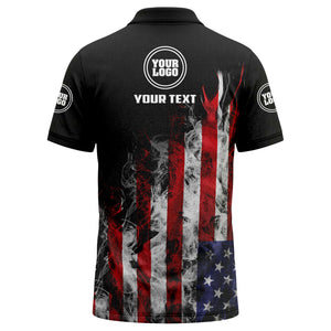 smoky american flag stars & stripes patriotic bold golf polo shirt