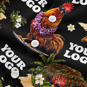 surfing roosters riding waves aloha hawaiian shirt with surfboards