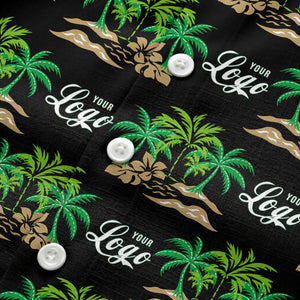 vintage palm tree oasis with monogrammed logo repeat hawaiian shirt