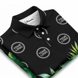 watercolor exotic ferns & logo circle polo shirt