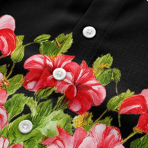 watercolor hibiscus & leaf aloha hawaiian shirt for men