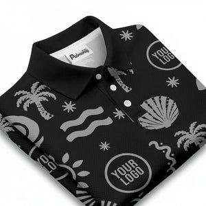 watercolor palm trees seashells waves polo shirt for beach vacation